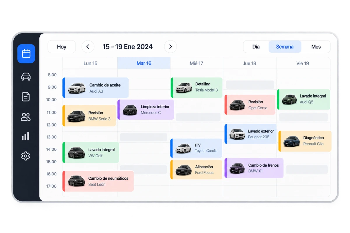 Agenda inteligente de Anothertool con citas organizadas por día y hora