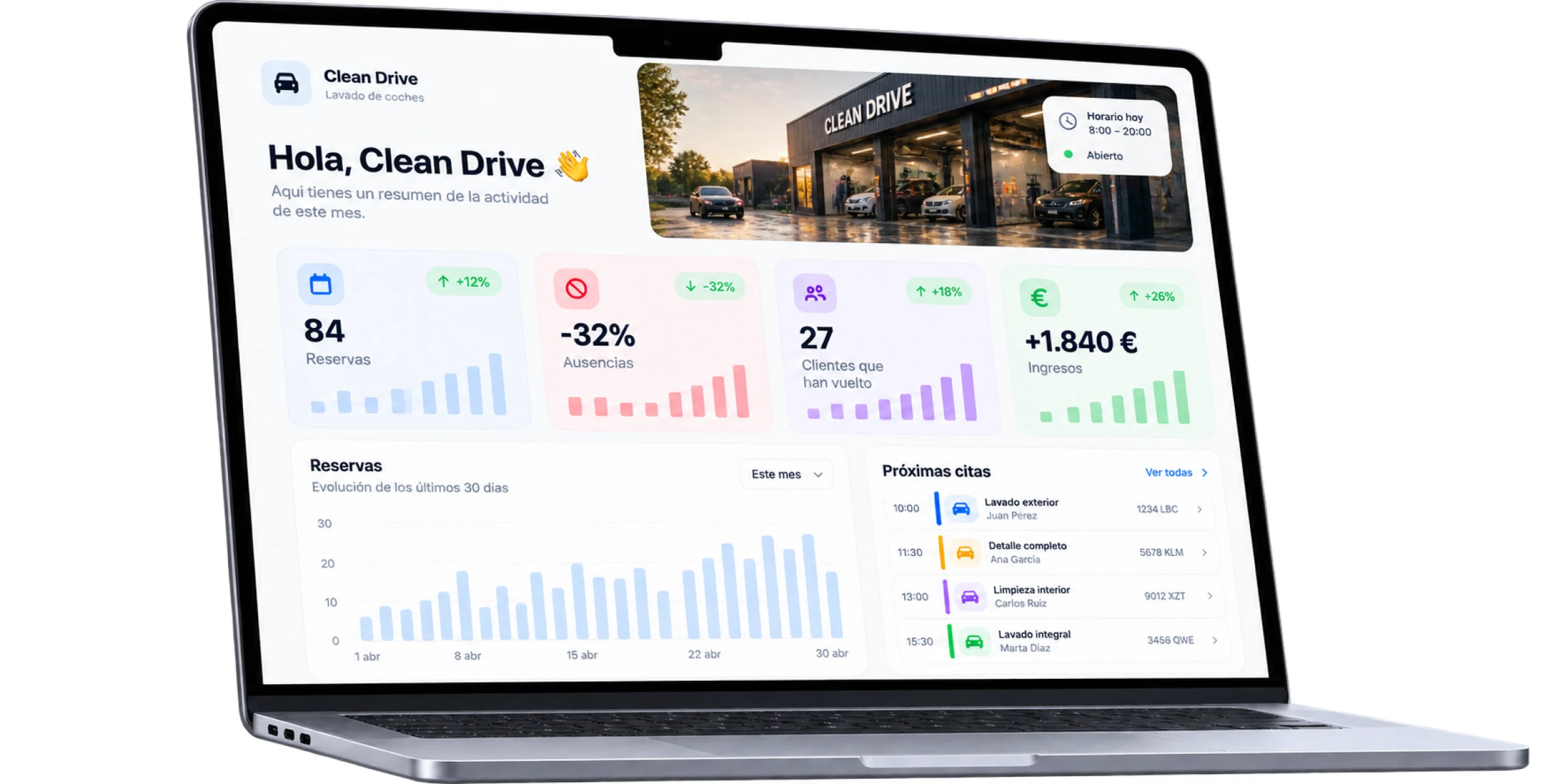 Panel de gestión de Clean Drive en un portátil